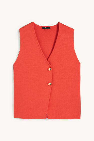 Damen - Strick-Weste - dunkelorange