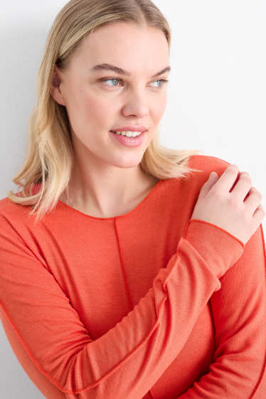 Mujer - Camiseta de manga larga - naranja oscuro