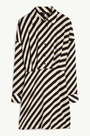 Femmes - Robe-chemisier - à rayures - beige clair
