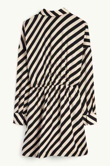 Femmes - Robe-chemisier - à rayures - beige clair