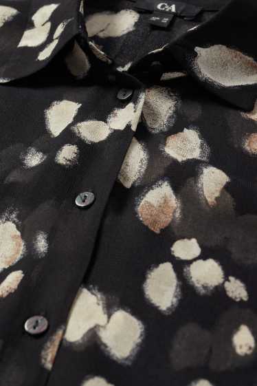 Damen - Blusenkleid - gepunktet - schwarz