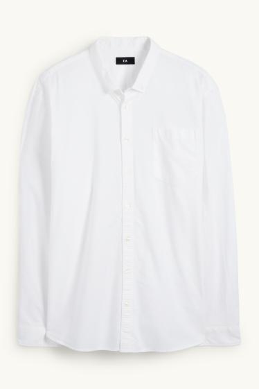 Bărbați - Cămașă - regular fit - guler cu nasturi - alb