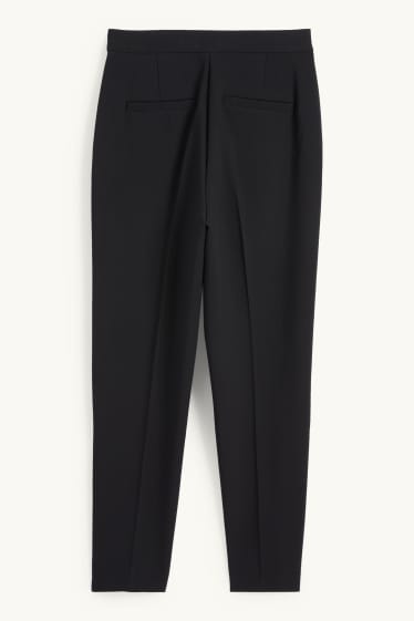 Dámské - Plátěné kalhoty - high waist - tapered fit - černá