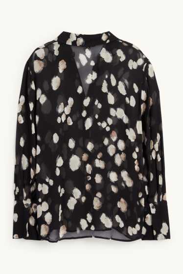Damen - Bluse - gepunktet - schwarz