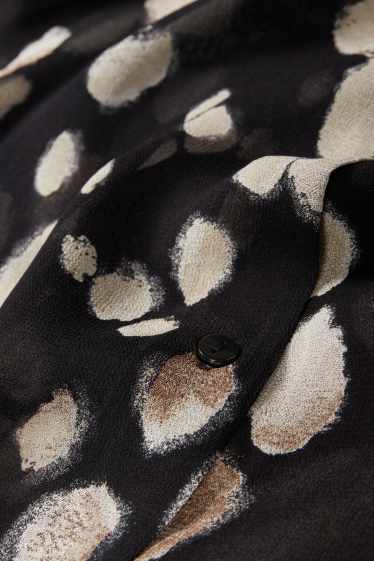 Damen - Bluse - gepunktet - schwarz