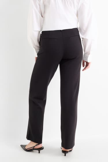 Femei - Pantaloni din jerseu cu ștrasuri - talie înaltă - straight fit - negru