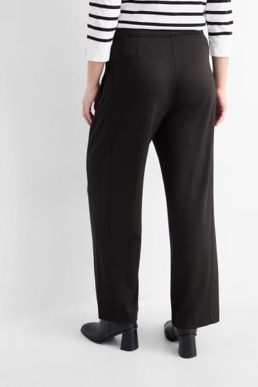 Dames - Pantalon - mid waist - wide leg - zwart