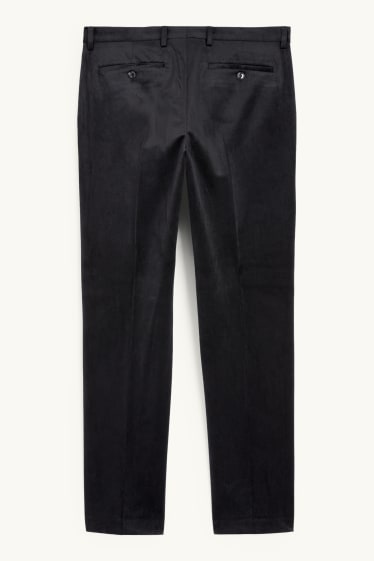Pánské - Sametové oblekové kalhoty - regular fit - černá