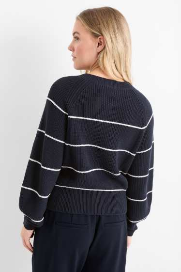 Mujer - Jersey - de canalé - de rayas - azul oscuro