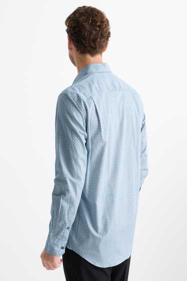 Herren - Businesshemd - Regular Fit - Kent - bügelleicht - gemustert - blau