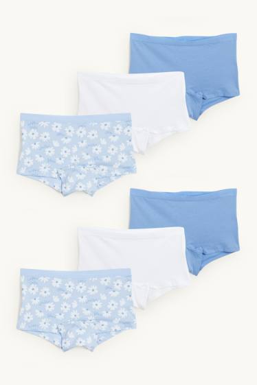 Kinder Mädchen - Multipack 6er - Blume - Boxershorts - hellblau