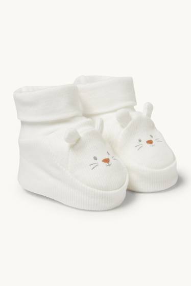 Unisex - Little mouse - baby booties - ribbed - cremewhite