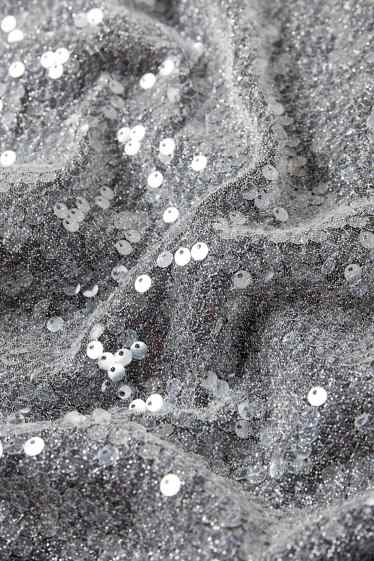 Donna - Vestito monospalla di paillettes - argento