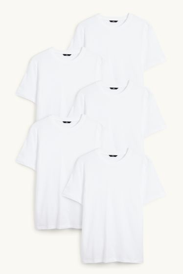 Hommes - Lot de 5 - T-shirts - regular fit - blanc