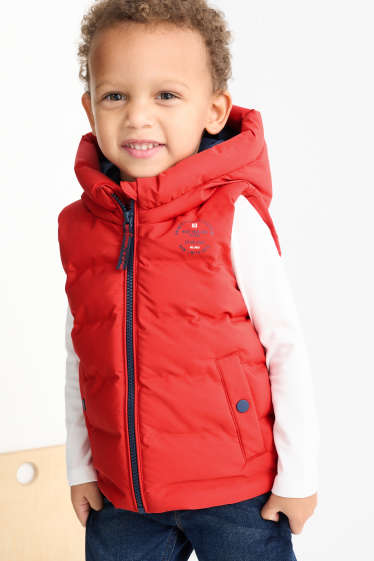 Enfants garçons - Doudoune sans manches à capuche - finition déperlante - rouge