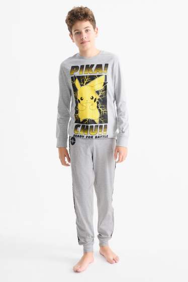 Kinderen: jongens - Set van 2 - Pokémon - pyjama - 4-delig - licht grijs-mix