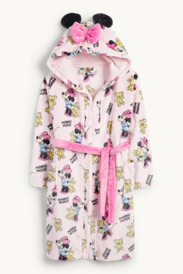 Kinder Mädchen - Minnie Maus - Bademantel mit Kapuze - rosa