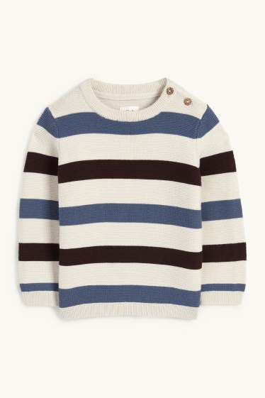 Baby Jungen - Baby-Pullover - gestreift - beige