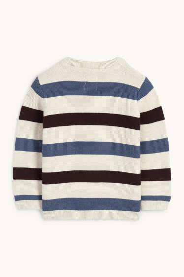 Baby Jungen - Baby-Pullover - gestreift - beige