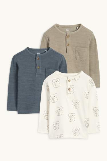 Baby: jongens - Set van 3 - koala - babylongsleeve - wit