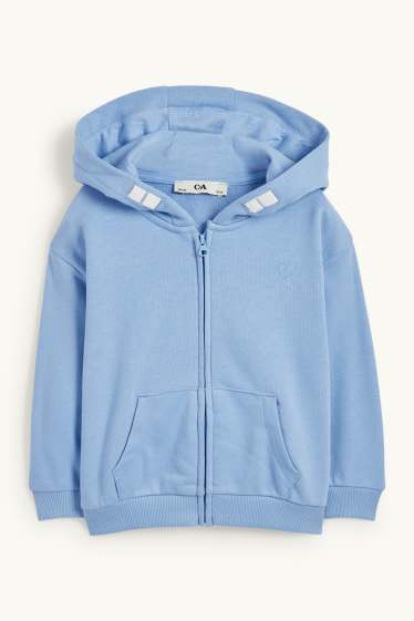 Kinder Mädchen - Herz - Sweatjacke mit Kapuze - hellblau