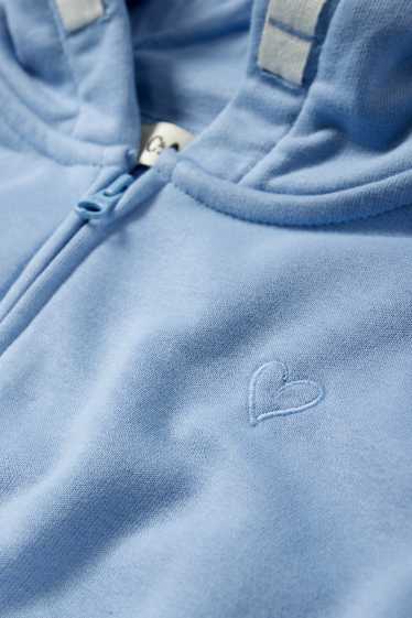 Kinder Mädchen - Herz - Sweatjacke mit Kapuze - hellblau