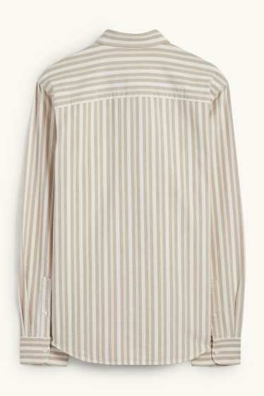Hommes - Chemise - regular fit - col button-down - à rayures - beige