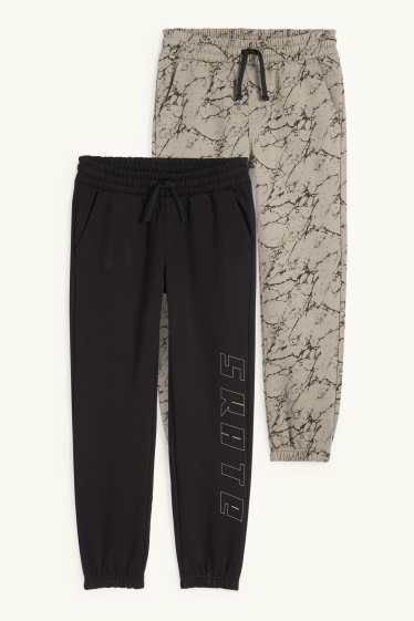 Kinder Jungen - Multipack 2er - Skater - Jogginghose - grau / schwarz