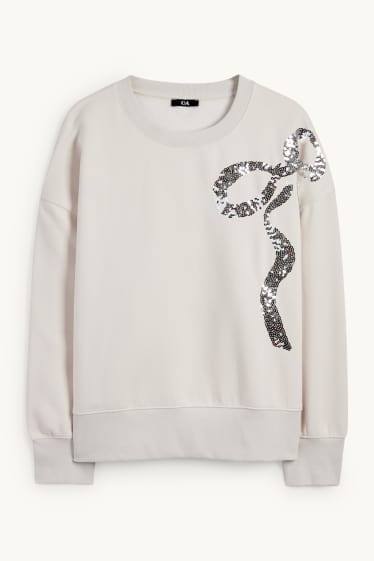 Damen - Sweatshirt - Glanz-Effekt - hellbeige