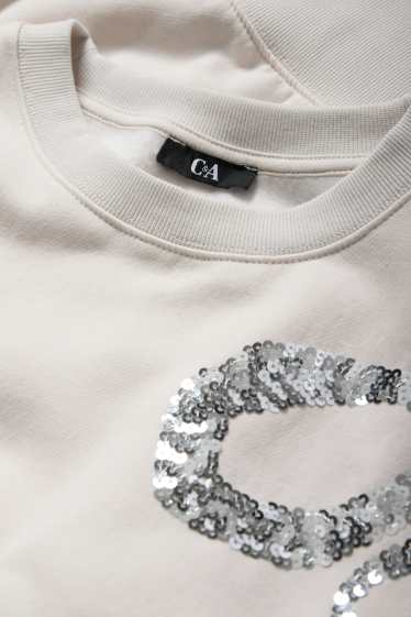 Damen - Sweatshirt - Glanz-Effekt - hellbeige