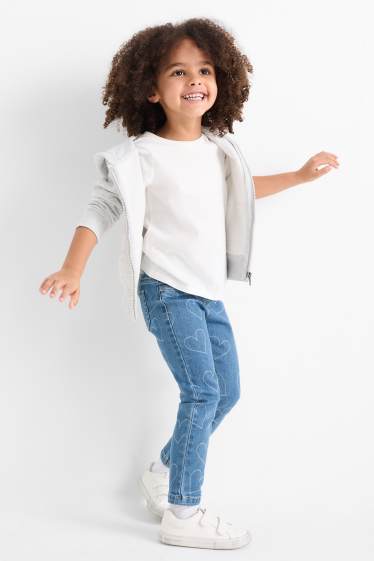 Děti - dívky - Motivy srdíček - džegíny - džíny - tmavomodré