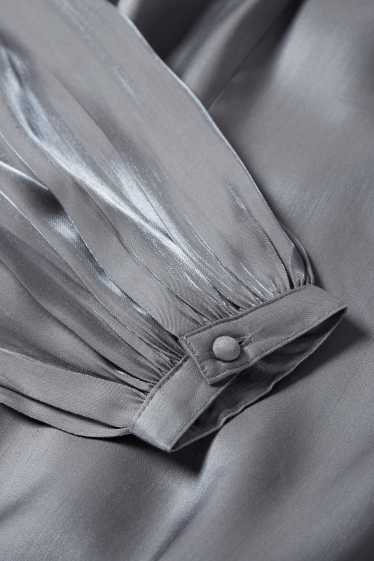 Women - One-shoulder dress - shiny - dark gray