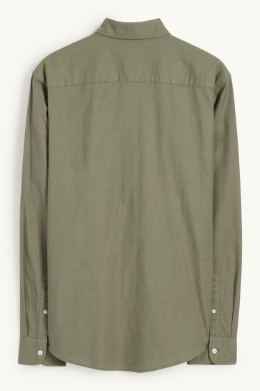 Hommes - Chemise - regular fit - col button-down - vert