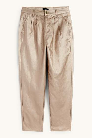 Damen - Stoffhose - High Waist - Tapered Fit - gold