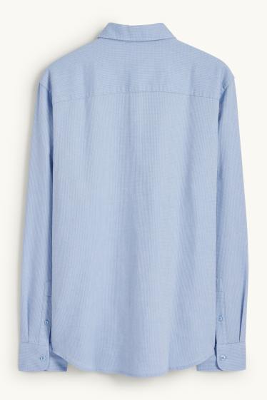 Hommes - Chemise - regular fit - col kent - texturée - bleu clair