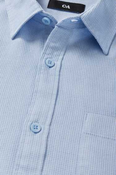 Hommes - Chemise - regular fit - col kent - texturée - bleu clair