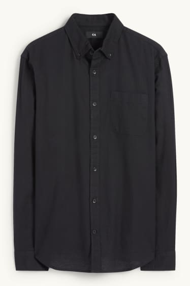 Herren - Hemd - Regular Fit - Button-down - schwarz