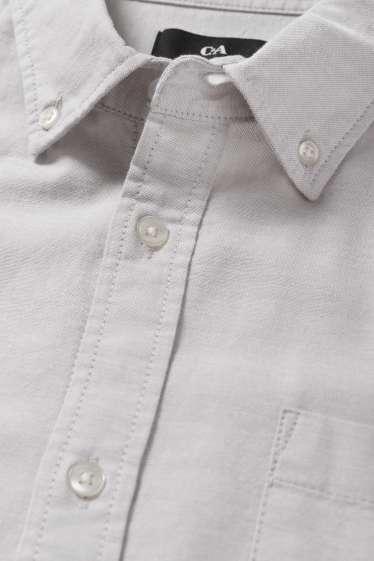 Pánské - Košile - regular fit - button-down - světle šedá