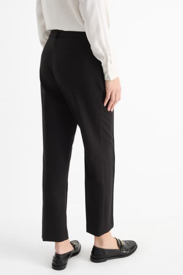 Damen - Stoffhose - Mid Waist - Tapered Fit - schwarz