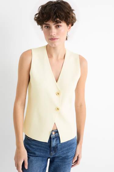 Femei - Vestă din tricot - alb-crem