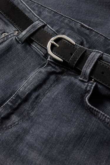 Dámské - Bootcut jeans s páskem - mid waist - džíny - tmavošedé