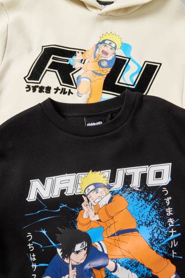 Kinder Buben - Multipack 2er - Naruto - Sweatshirt und Hoodie - hellbeige