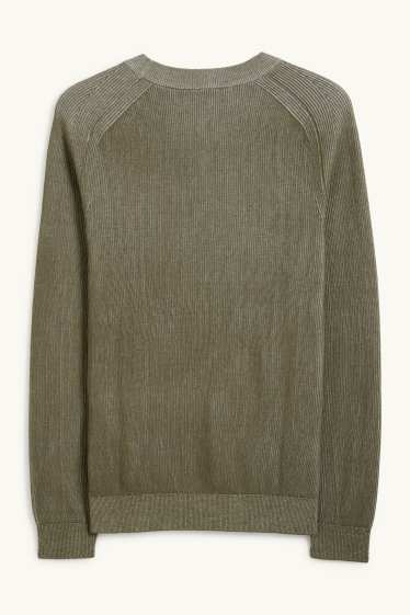 Men - Jumper - ribbed - green