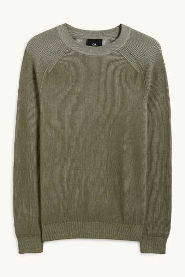 Men - Jumper - ribbed - green