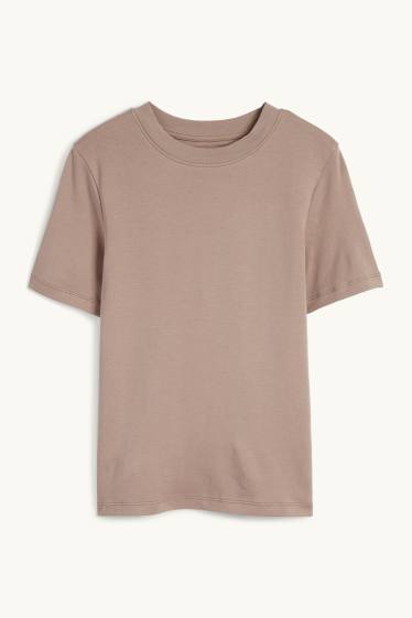 Dona - Samarreta de màniga curta - slim fit - marró clar