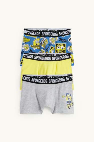 Děti - chlapci - Multipack 3 ks - Spongebob v kalhotách - boxerky - žlutá