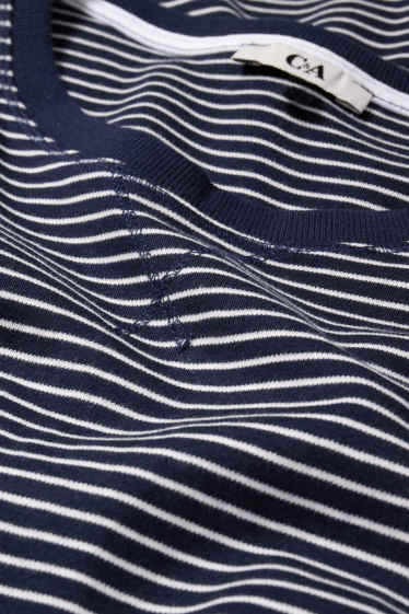 Femmes - Chemise de nuit - à rayures - bleu foncé