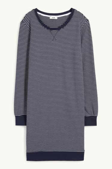Femmes - Chemise de nuit - à rayures - bleu foncé