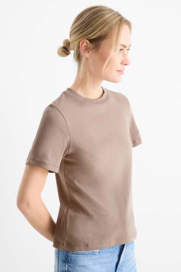 Dona - Samarreta de màniga curta - slim fit - marró clar