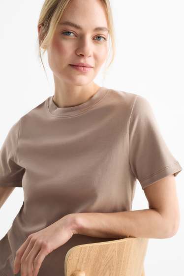 Dona - Samarreta de màniga curta - slim fit - marró clar